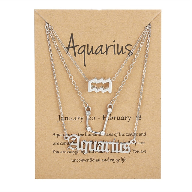 Zodiac Sign Necklace With Cardboard Card - ESSENTIALS365