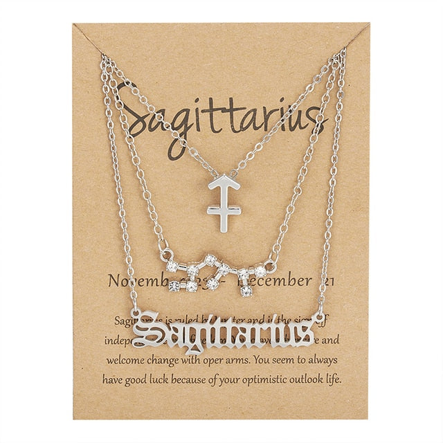 Zodiac Sign Necklace With Cardboard Card - ESSENTIALS365